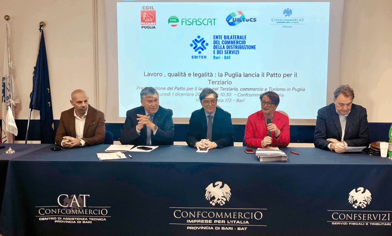 PATTO PER IL TERZIARIO, SOTTOSCRITTO PROTOCOLLO